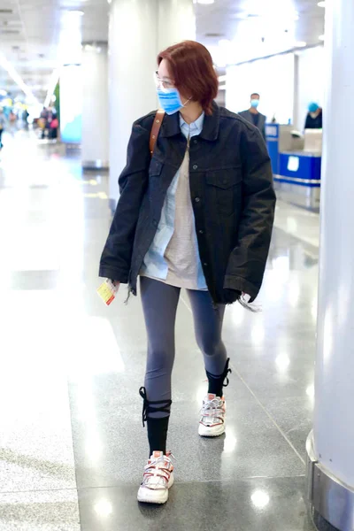 Actrice Chanteuse Mannequin Chinoise Zhang Xinyu Viann Zhang Arrive Aéroport — Photo