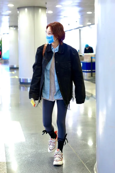 Attrice Cantante Modella Cinese Zhang Xinyu Viann Zhang Arriva Aeroporto — Foto Stock