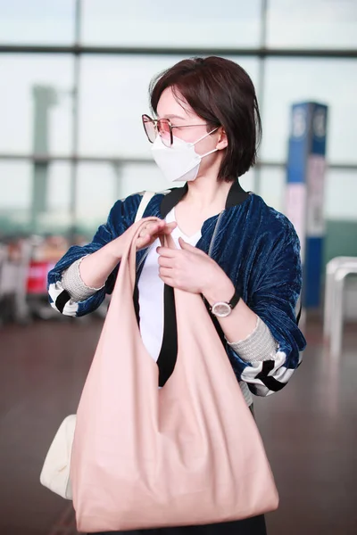Cantante Attrice Cinese Chen Shu Arriva All Aeroporto Pechino Pechino — Foto Stock