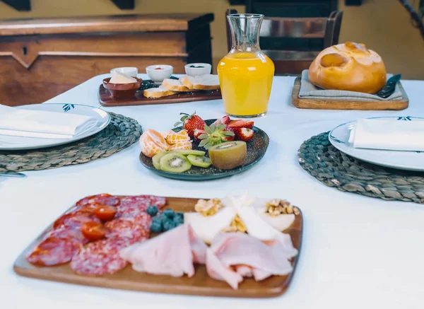 Beautiful image with traditional Spanish breakfast in a cozy restaurant.