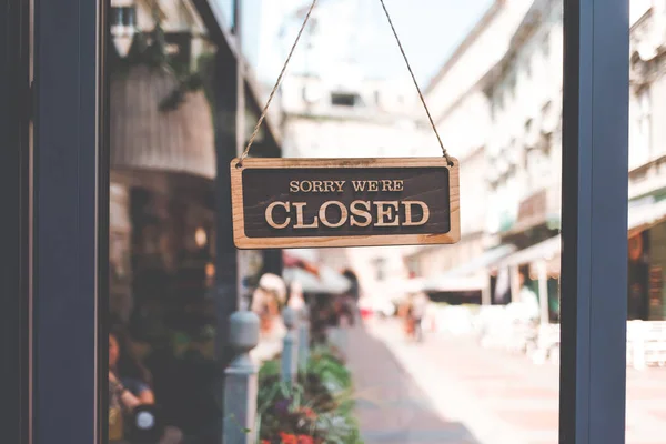 Señal Que Estamos Cerrados Puerta Del Restaurante Siento Estamos Cerrados — Foto de Stock