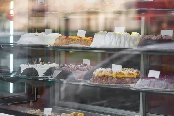 Märchen Desserts Schaufenster Der Konditorei Schöne Kuchen Backshop — Stockfoto