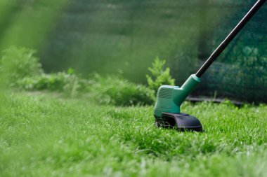 Elektrikli budayıcı ile çim biçme