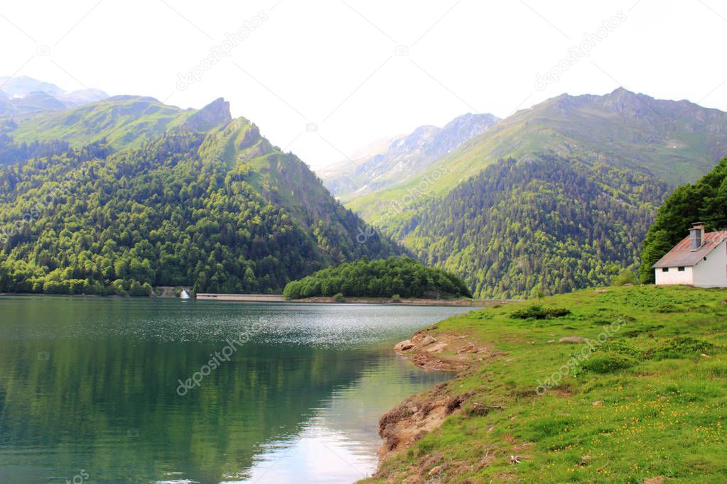 Pyrenees mountains in the summer, lake