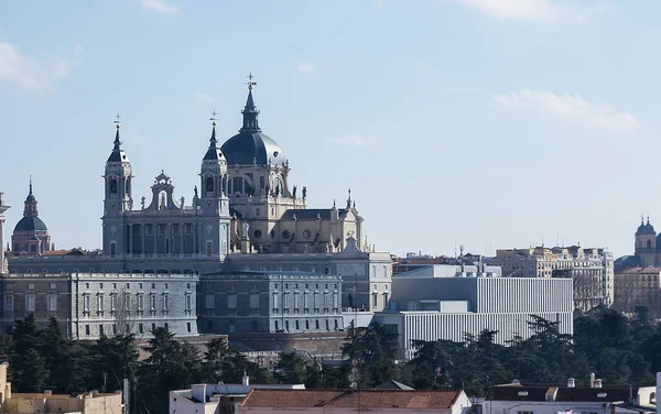 Panoramisch Uitzicht Het Koninklijk Paleis Madrid Vanaf Het Observatiedek — Stockfoto