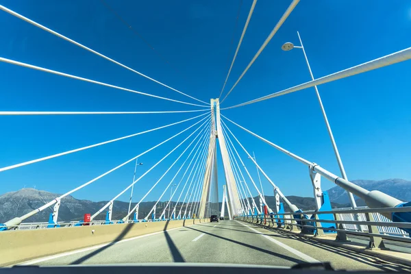 Widok Most Kolejkę Linową Morzu — Zdjęcie stockowe