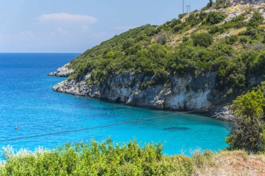 Yunanistan 'daki Zakynthos adasının deniz manzarası ve uçurumları