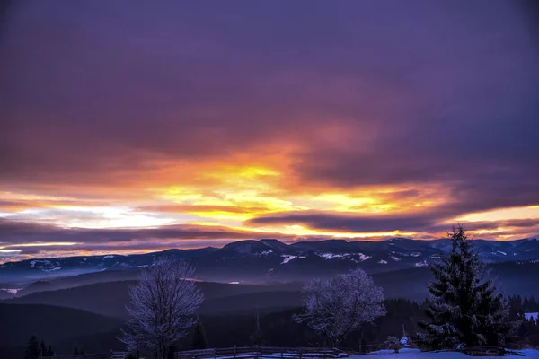 Sonnenuntergang Den Bergen — Stockfoto
