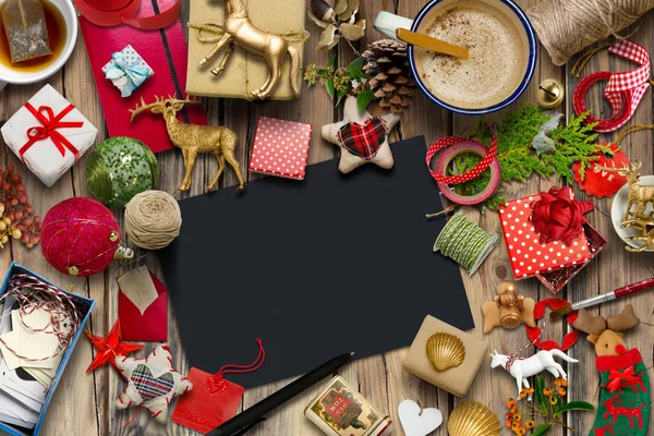 boş Noel kartı, toplama, hediyeleri ve dekoratif süsler
