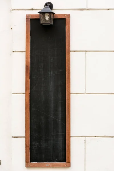 Blank Board menu, rectangular stand mock up, on the terrace, out — Stock Photo, Image