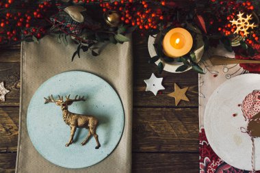 Noel tablo ayarlamak, süslenmiş made tarafından el çimento levhalar 