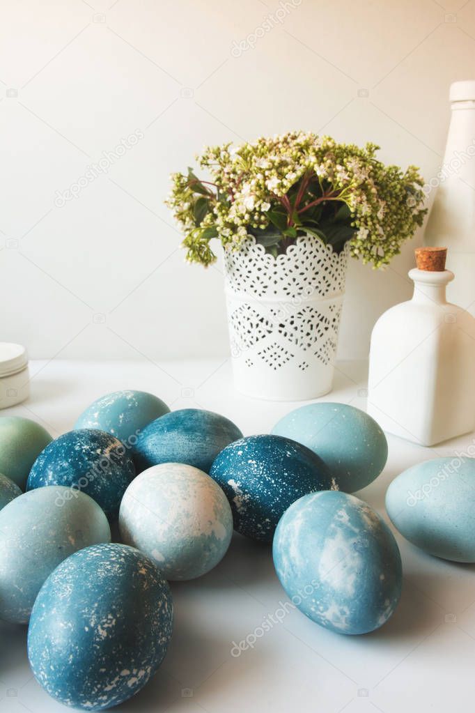 Blue Easter Eggs, overhead view