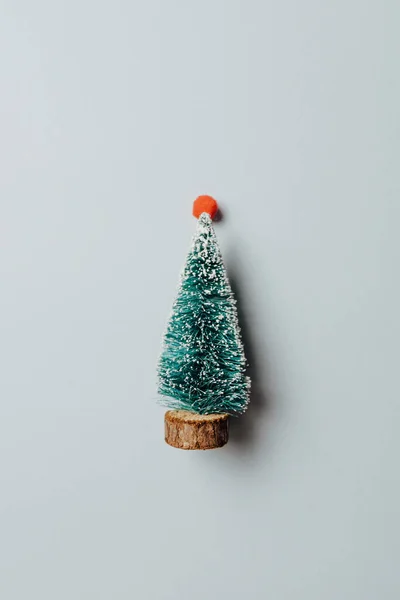 Miniature Christmas pine tree. minimal chrstmas concept — Stock Photo, Image