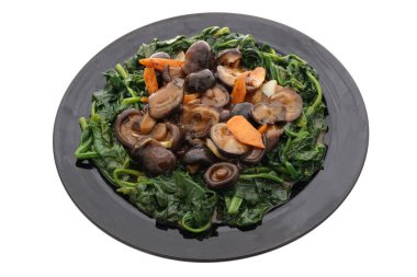 Çin yemeği. Fried mantar sebze ile