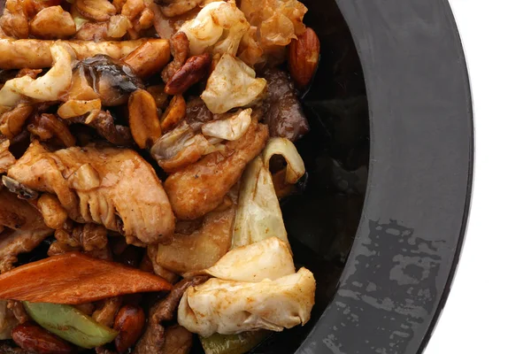 Kinesisk mat. Kyckling fläsk- och kalvkött med grönsaker — Stockfoto