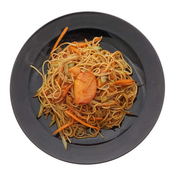 Chinees eten. Spaghetti met tomaten — Stockfoto