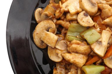 Çin yemeği. Tavuk mantar ve sebze ile