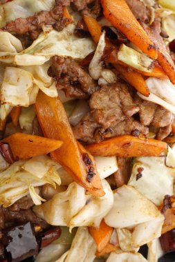 Çin yemeği. Sebze ile sıcak Dana eti