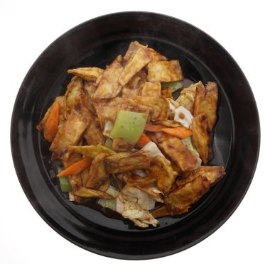 Çin yemeği. Kızarmış patlıcan turşu