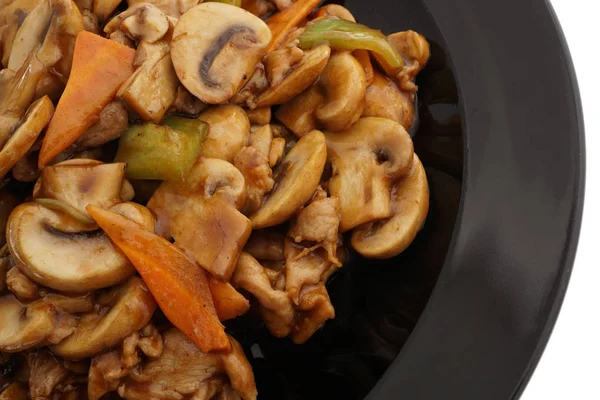 Čínské jídlo. Vepřové s houbami a zeleninou — Stock fotografie