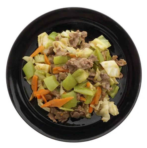 Čínské jídlo. Telecí maso s kari a zeleninou — Stock fotografie