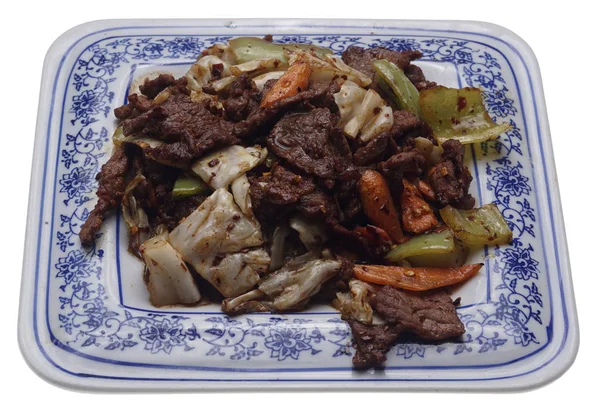 Comida china. Ternera caliente con verduras —  Fotos de Stock