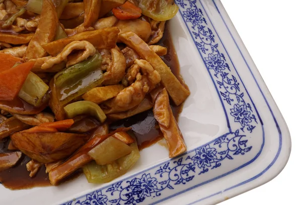 Китайська кухня. Курка в соусі з картоплі та овочів — стокове фото