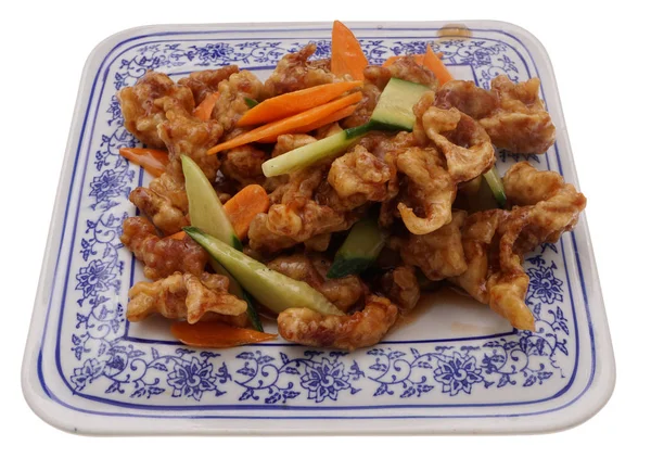 Chińskie jedzenie. Słodka i kwaśna wieprzowina z warzywami — Zdjęcie stockowe