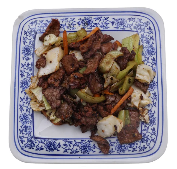 Comida china. Ternera seca caliente con verduras —  Fotos de Stock