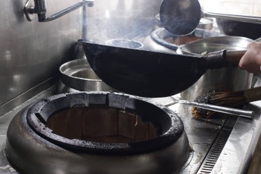 Çin gıda hazırlama çalışma şefi yakın çekim