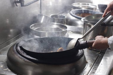 Çin gıda hazırlama çalışma şefi yakın çekim