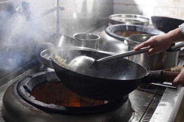 Çin gıda hazırlama çalışma şefi yakın çekim