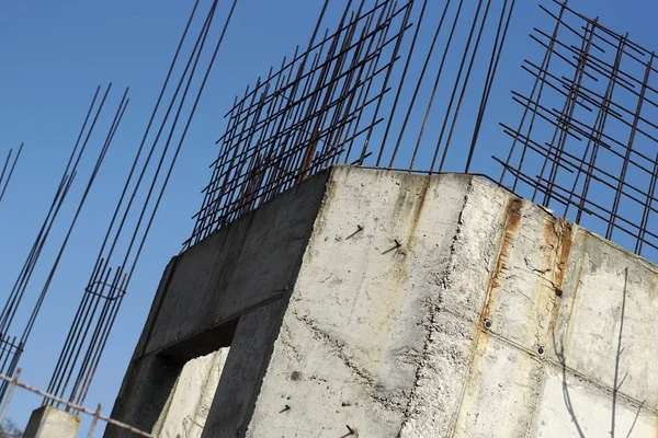 Lugar Construcción Abandonado Con Hormigón Refuerzo — Foto de Stock