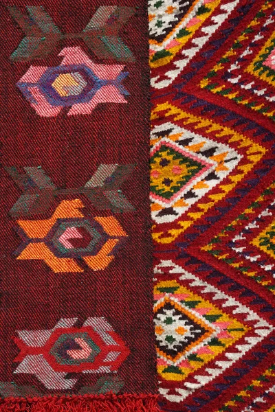 Halı Yaptı Renkli Yüzey Geleneksel Yün Vintage Yapımı Kilim Doku — Stok fotoğraf