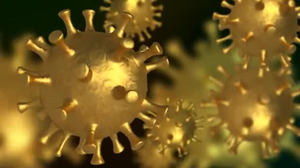 Peligroso Virus Golden Corona Covid Ilustración Médica Razón Del Virus — Vídeo de stock