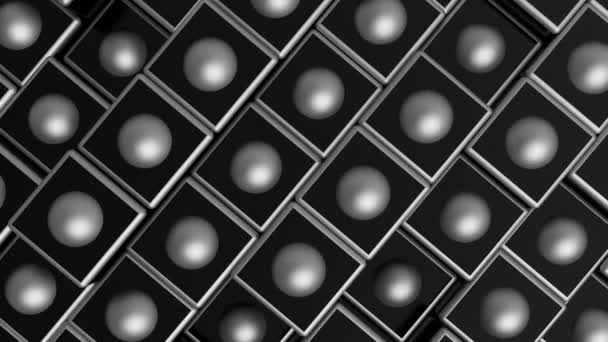 极小立方和球面几何抽象背景 银色和黑色的抽象波浪动画的最小模式 几何运动背景 无缝循环动画 — 图库视频影像
