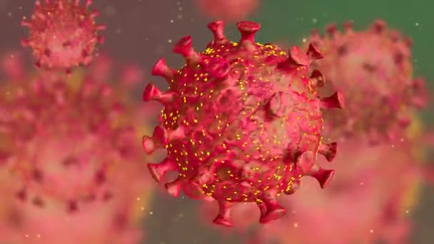 现实的科罗纳病毒3D动画 Covid 3D描述了危险流感和大流行病背后的电晕病毒原因 全球传播的危险感染 — 图库视频影像
