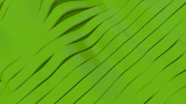 Asgari sıra organik yeşil şeritler dalgalanan arka plan. Şeritlerin gelecekteki deseni ve soyut dalga animasyonları. Geometrik hareket arkaplanı. Canlandırmanın 3B Yapılandırması.