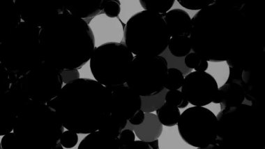 Asgari parlayan toplar soyut arkaplan, Neon hareket eden küreler canlandırılmış arkaplan, 3D çizim.