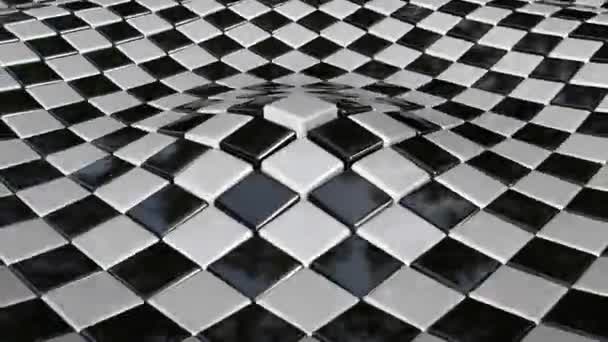 黑白立方纹波几何抽象简约背景 抽象波动画的黑色最小模式 几何运动背景 3D动画渲染 — 图库视频影像