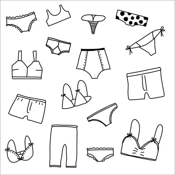 İç çamaşırı el çizilmiş doodle çizim nesneleri