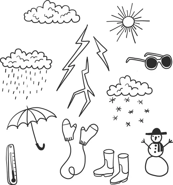 Hava illüstrasyon simgeleri çizilmiş doodle el