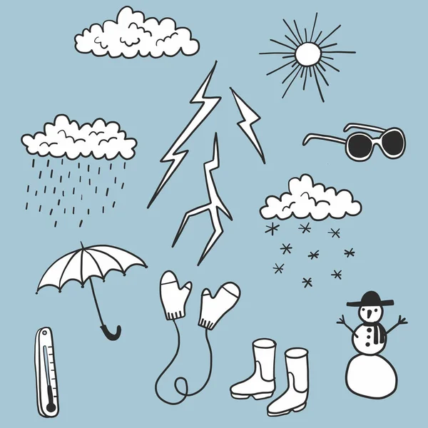 Hava illüstrasyon simgeleri çizilmiş doodle el