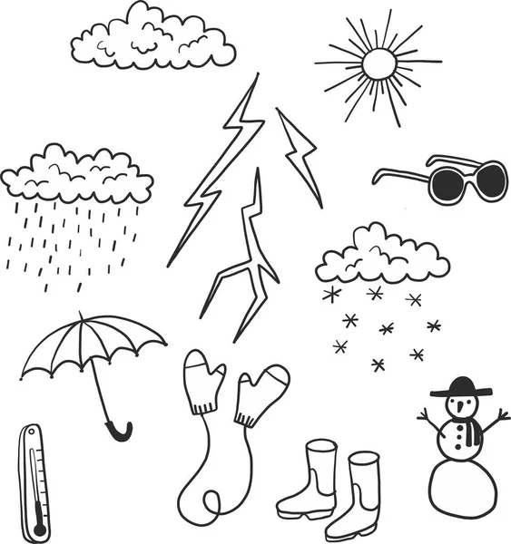 Tempo disegnato a mano doodle illustrazione icone — Vettoriale Stock
