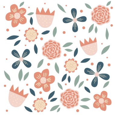 Pastel retro flower pattern ideal for wallpaper, backgrounds, editorial, surface pattern design, textiles, fabric, homewares and more. clipart