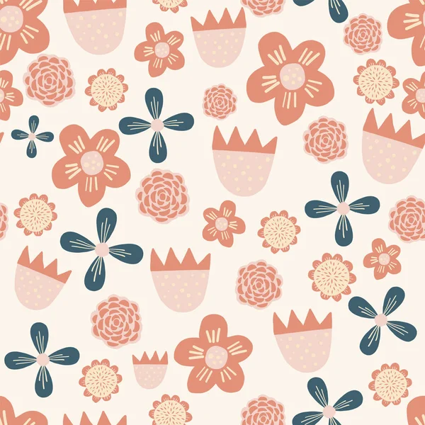 Pastel Retro Flor Sin Costura Repetición Patrón Baldosas Ideal Para — Vector de stock