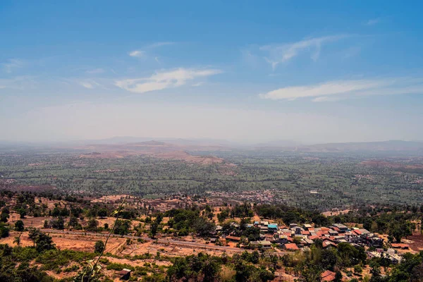 Vue Dessus Village Panhala Sous Ciel Bleu Clair — Photo