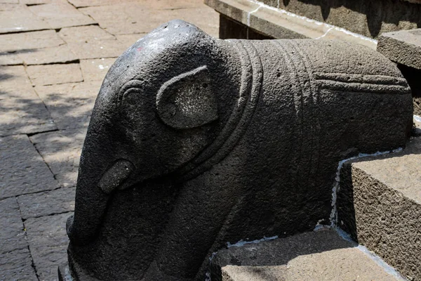 Estátua Elefante Esculpida Antiga Antigo Templo Hindu — Fotografia de Stock