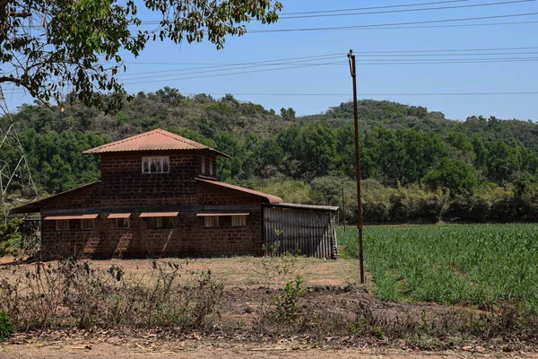 Ancien Entrepôt Entouré Terres Agricoles Dans Village Indien Construit Avec — Photo