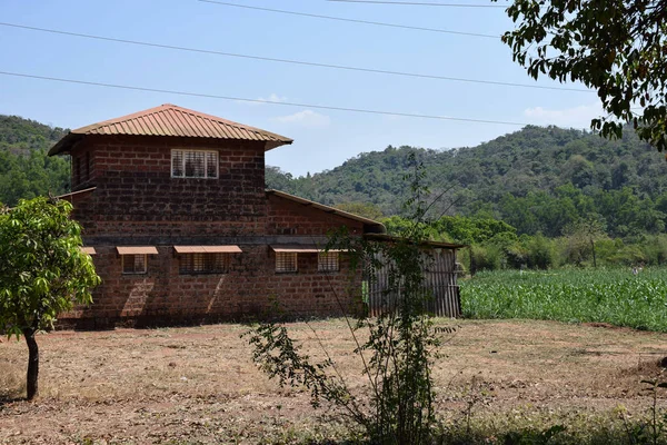 Ancien Entrepôt Entouré Terres Agricoles Dans Village Indien Construit Avec — Photo